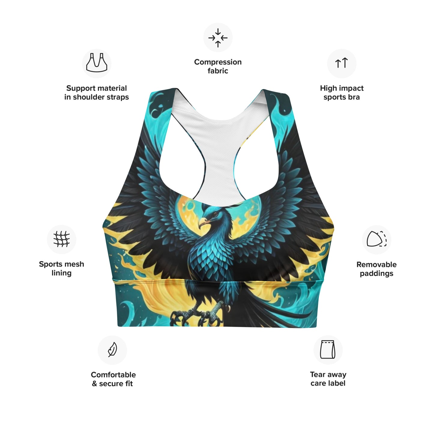 All-Over Print Recycled Longline Sports Bra